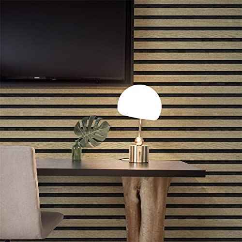 Wallpaper Peel and Stick Wood Grating Stripe Self-Adhesive Wallpaper Faux Wood Contact Paper Wood Slats Self Adhesive Wall Paper PVC Vinyl Film Removable Waterproof (Wood B, 17.3" x 118")