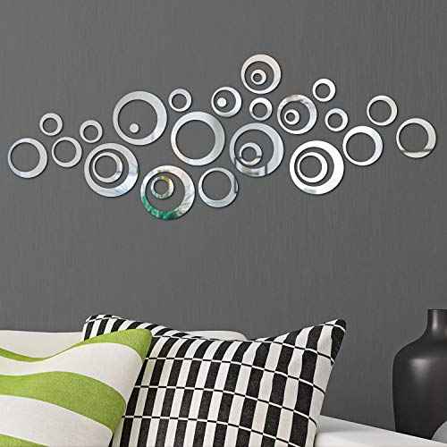 Shappy Removable Wall Sticker Decal Acrylic Mirror Setting for Home Living Room Bedroom Decor (2.5-13.5 cm, 48 Pieces)