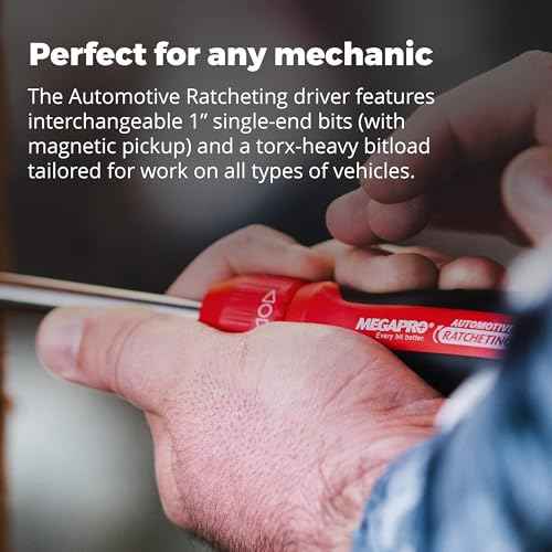 Megapro Automotive Screwdriver Set | One Multi-Bit Screwdriver with ¨ù¡± Hex Shaft | Phillips, Torx | Compact Automotive Bit Set (Ratcheting)
