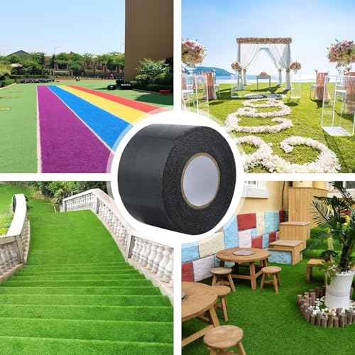 Double Sided Artificial Grass Turf Tape 2 Packs 2 Inch x 16.5 Feet Strong Viscosity Self Adhesive Grass Rug Tape Artificial Turf Seaming Tape for Lawn Garden Turf Tape (2)