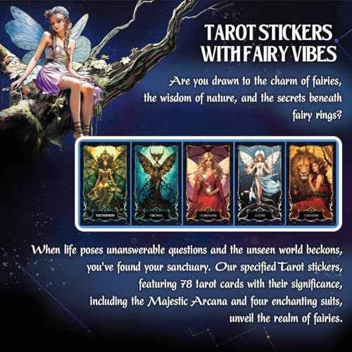 Pack 80 Pcs Witchy Astrology Fairy Tarot Card Stickers for Journaling Water Bottles Laptop Scrapbooking Teens Girls Boys Adults Waterproof Aesthetic Sticker Small Vinyl Decals