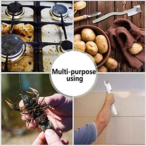Patelai 4 Pieces Cleaning Brush Sets Small Scrub Brush Household Use for Cleaning Bottle Sink Kitchen Sink Corner Dish Edge Grout Bathroom Sliding Door Window Track(White, Blue)