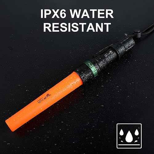 ULTRAFIRE 2pc 11-Inch Signal Traffic Wand Safty LED Flashlight 250 Lumen, Red Flashing Mode, Wrist Strap Lanyard, Side Clip, Orange Finish for Kids Outdoor Camping
