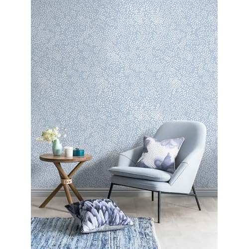 Safiyya Peel and Stick Wallpaper Blue and White Contact Paper 17.3" x 78.7" Polka Dots Wall Paper Modern Boho Removable Self Adhesive Wallpaper Vinyl Rolls