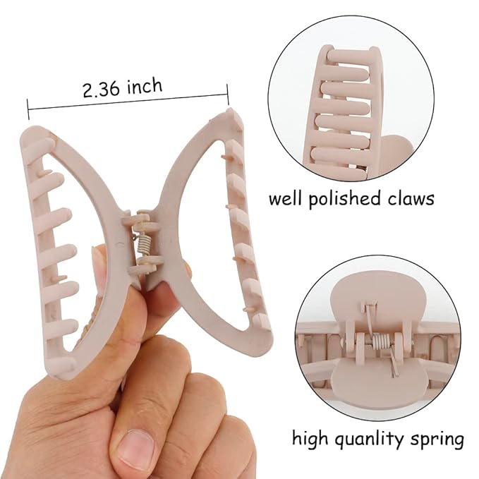 Hair Clips Set: 4Pcs Matte Claw Clips for Thin, Medium and Thick Hair - Cute Small Semicircle Clips for Women