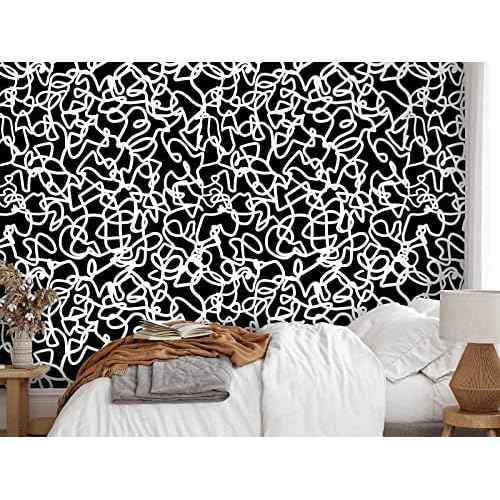Ismoon 17.3"x118" Peel and Stick Wallpaper Black and White Contact Paper Black Modern Striped Removable Self-Adhesive Wall Paper Renter Friendly Wallpaper for Bathroom Bedroom Cabinets Decor Vinyl
