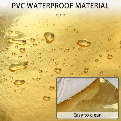 Brushed Gold Peel and Stick Wallpaper Border, PVC Self Adhesive Removable Contact Paper, Waterproof Mirror Frame Sticker for Bathroom, Kitchen and DIY Decor (394''L x 3.94''W)