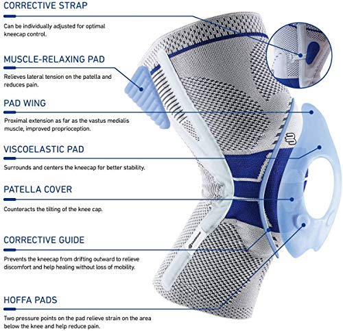 Bauerfeind - GenuTrain P3 - Patella Knee Support - For Misalignment of the Kneecap - Right Knee - Size 3 - Color Titanium