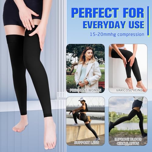 Compression Stockings for Women & Men, 15-20 mmHg Thigh High Compression socks, Medical Graduated Compression Support for Edema, Varicose Veins, Swelling