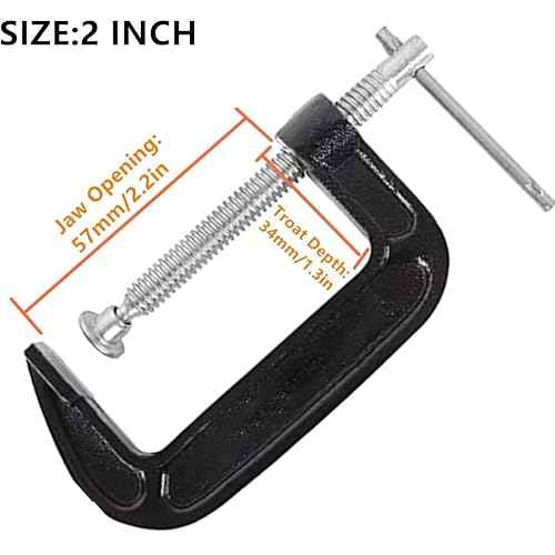 2 Inch C-Clamp Set, Heavy Duty Steel C Clamp Industrial Strength C Clamps for Woodworking, Welding, and Building (2Pcs)