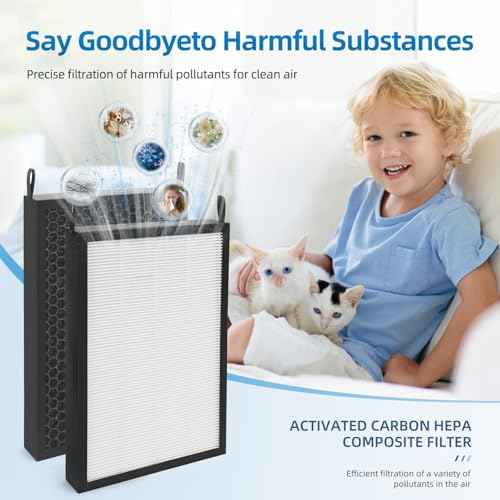 2 Pack Replacement Filter Compatible with NUWAVE OxyPure 47001, 47002, 47003, 47004, 47005, and 47006 Air Purifier,H13 True HEPA and Activated Carbon