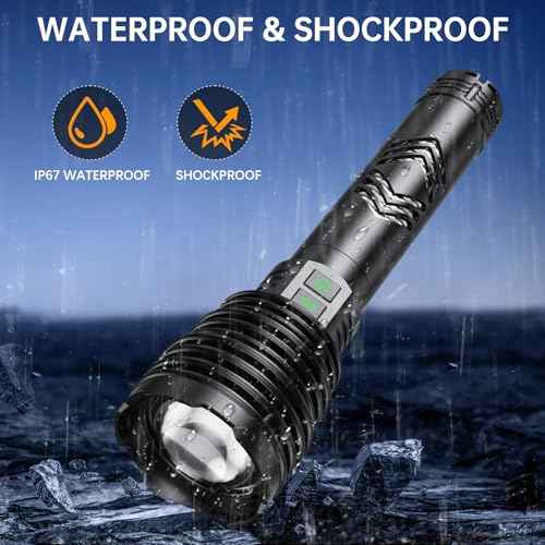 Rechargeable Flashlights 6000.000 High Lumens, Super Bright LED Flashlight with Long Handle, Large Capacity Battery, Zoomable & 6 Modes, Waterproof Handheld Flashlight for Camping Emergencies Home