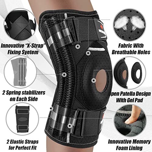 NEENCA Professional Knee Brace for Knee Pain, Medical Knee Support with Patented X-Strap Fixing System, Great Support and Stability for Joint Pain, Arthritis, Meniscus Tear, ACL, PCL, Runner, Sports