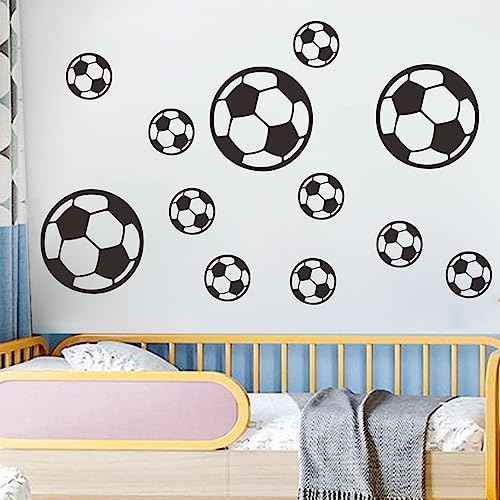 44 Pcs Soccer Stickers, Easy to Peel and Stick Soccerball Stickers Wall Art DIY Football Wall Decal for Boys Bedroom Sport Bedroom Decor Playroom Living Room Decorations for Kids Room
