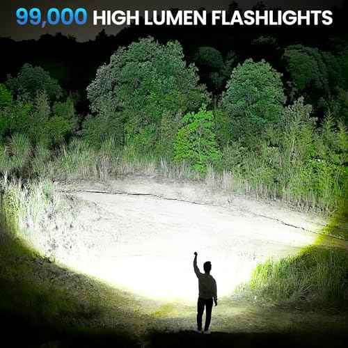 2 Pack Flashlight Rechargeable 99,000 High Lumen, Super Bright Rechargeable Flashlights for Home, 15H Long Life LED Flash Light with 5 Light Modes, IPX7 Waterproof for Outdoor, Camping