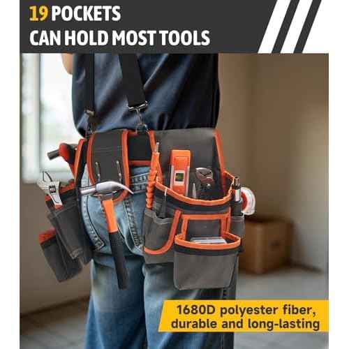 New Tool Belts for Men, Professional Morrales de Construccion, Tool Belt Suspenders Made of 1680D Polyester Fiber, Suitable for Electricians, Carpenters, etc