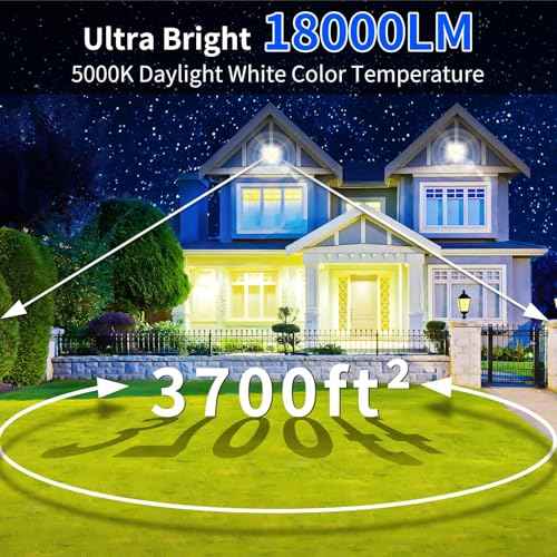 150W LED Outdoor Flood Lights with Plug, 18000lm Bright Work Light with 6ft Cord, 5000K Daylight White Exterior Floodlight, IP66 Waterproof Security Light Yard Lights for Garage Stadium 2 Pack