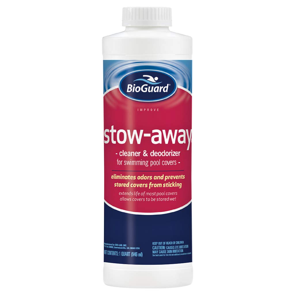 BioGuard Stow Away, 1 qt, Single, Cleaner & Deodorizer for Swimming Pool Cover, Eliminates Odors, Aids in Stain and Soil Removal, Extends Life of Pool Covers
