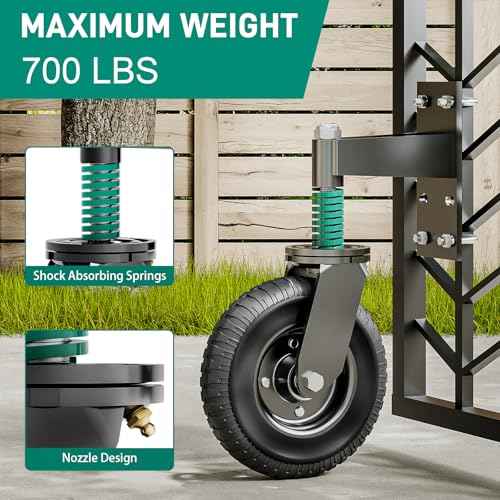 Gate Wheel, 8 Inch Heavy Duty Fence Gate Wheels for Wooden Gate and Metal Tube Gate, Support to 700 lbs, Spring-Loaded 360 Degree Rotation Gate Caster Kit - Black