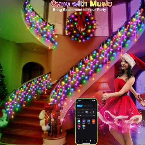 40+ Modes Smart Icicle Lights for Outside - 65.6Ft App Controlled Super Xtras 16 Million Color Changing Icicle Christmas Lights Outdoor Indoor Dimmable Timer Remote Waterproof