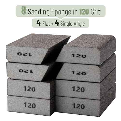 Bates- Sanding Sponge, 8 pcs, 120 Grit, Washable and Reusable, Sandpaper Block, Sanding Blocks for Wood, Sanding Pad, Drywall Sanding Block, Drywall Sanding Sponge