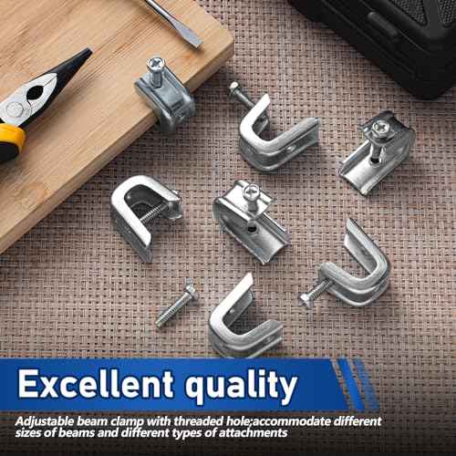 Hicarer 25 Pcs 1/4" x 20 Beam Clamp Steel Screw in Hooks for Flanges Strong Threaded Rod Wire Ring with Harden Point Screws