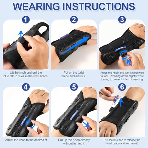 NEENCA Carpal Tunnel Wrist Brace for Night Support,Knob Adjustable Hand Brace for Tendonitis,Arthritis Pain，Sprain,Wrist Splint Support with Sleeves for Women&Men. (Right Hand, Medium)