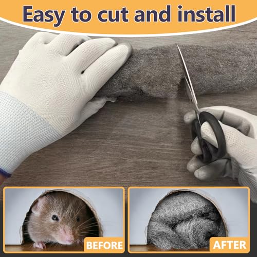 2 Pack Steel Wool for Mice Control, 3.2" x12 ft Wool, Gap Filler for Home & Garage, DIY Bundle