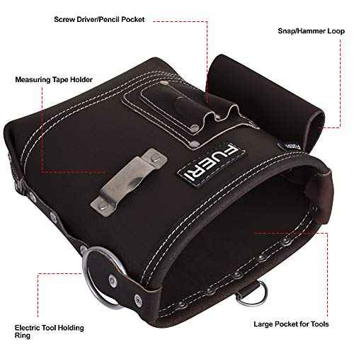 FUERI Leather Tool Pouches Carpenter Pouch Electrician Bag Tools Belt Suspenders Organizer for Men Construction Heavy Duty Iron Work