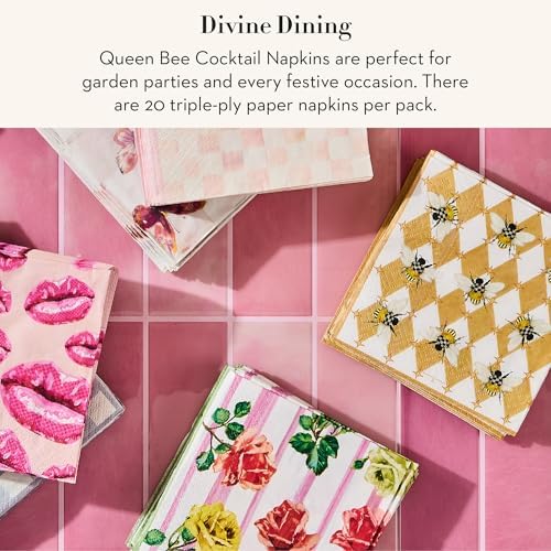 MACKENZIE-CHILDS Cocktail Paper Napkins, Stylish Paper Cocktail Napkins for Parties and More, Queen Bee
