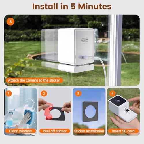 Window Camera, 3MP 2K Indoor Cameras for Home Security with Mounting Sticker,AI Color Night Vision, Person & Motion Detection,Support 2.4GHz & 5GHz WiFi