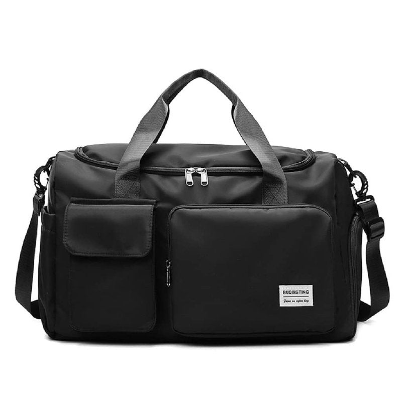 JXGSGOGO Travel Duffel Bag,Sports Tote Gym Bag,Shoulder Weekender Overnight Bag for Women (Black)