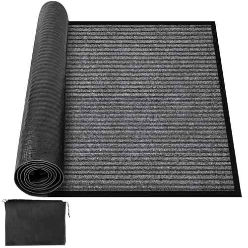 MYFAMIREA Commercial Floor Mat 3' x 5' Extra Large Front Door Industrial Rug Heavy Duty Brush Step Entrance Mat Weather Utility Rug with Non Slip Rubber Backing Low Profile for Entryway, Charcoal Grey