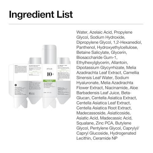 Anua Azelaic Acid 10 Hyaluron Redness Soothing Serum, Facial Serum for Blemish-Prone & Oily-Prone Skin, Lightweight & Hydrating Blemish Care, Hyaluronic Acid, Korean Skincare, 1.01 fl oz.
