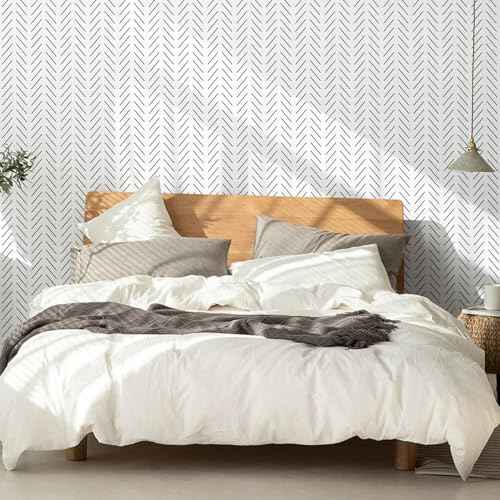 Orainege Black and White Peel and Stick Wallpaper Herringbone Contact Paper for Bathroom 17.7in x 118.1inModern Geometric Self Adhesive Wallpaper Removable Wall Paper Peel and Stick