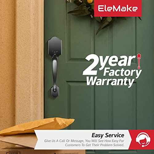 Front Door Handleset, Entry Door Handle Set with Cove Knob for Right and Left Handed Sided Doors, Interior and Exterior Entrance Passage Lock, Lower Half Grip, Matte Black