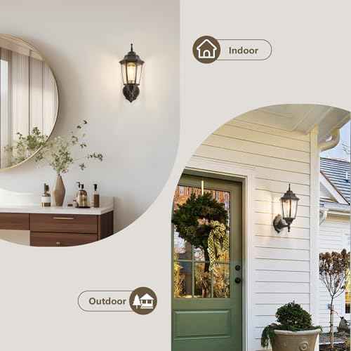 Refice Aluminum 2-Pack Waterproof Outdoor Light Fixtures Wall Mount Exterior Porch Lights, Anti-Rust Outside Lights for Patio, Garage, Doorway