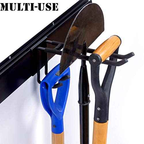 WALMANN Wall Mount Tool Organizer, Mop and Broom Holder, Garage Tools Storage Rack, Heavy Duty Garden Tool Storage Rack, Holds Up to 300 lbs