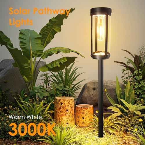 Solar Pathway Lights Outdoor: 8 Pack Upgraded Solar Lights Outdoor Waterproof - Up to 15 Hrs Bright Modern Path Light for Garden Yard Patio Driveway Walkway Sidewalk Landscape Lighting Outside Decor