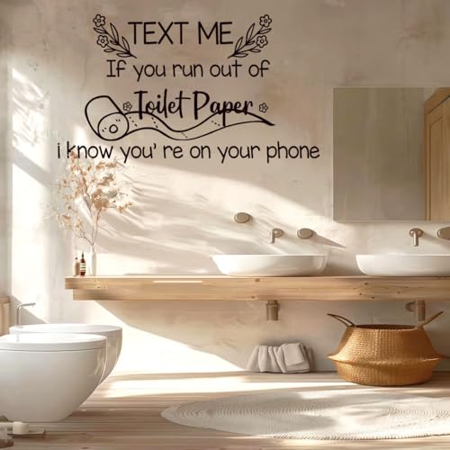 Toilet Woll Decals Sticker Quote Text Me If You Run Out of Toilet Paper Wall Decor Vinyl Wall Decal Home Stickers Vinyl Bathroom Art Decor.