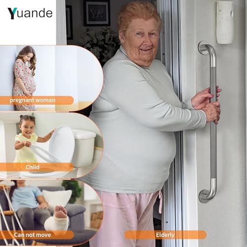 4 Pack 32 Inch Shower Grab Bar, YuanDe Brushed Nickel Bathroom Grab Bar Handle w/Anti-Slip Knurled Grip, Stainless Steel Bath Balance Bar, 1.25" Diameter Safety Hand Rail Support,Handicap Elderly