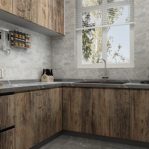 11.8"x78.7" Thick Brown Wood Wallpaper Peel and Stick Wallpaper Self Adhesive Wood Contact Paper for Cabinets Countertops Waterproof Removable Wood Grain Contact Paper for Walls Shelves Drawer