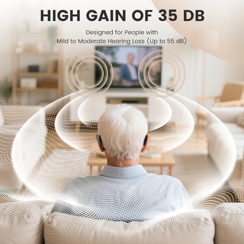 Hearing Aids Hearing Amplifiers for Seniors Rechargeable with Noise Cancelling Hearing Aid Loss Amplifier Seniors and Adults with Charging Case-Black