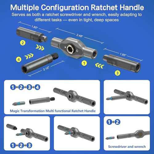 42 in 1 Magnetic Screwdriver Set, DIY Ratchet Screwdriver Set, Multi Bit Magnetic Drive,with Detachable Ratchet Handle and Storage Case, Portable Compact Repair Tool Kit for Furniture Computer Bicycle