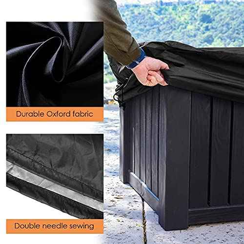 Deck Box Cover Waterproof Heavy Duty Patio Ottoman Cover All Weather Protection Outdoor Large Deck Cover Rectangular for Keter Suncast Lifetime