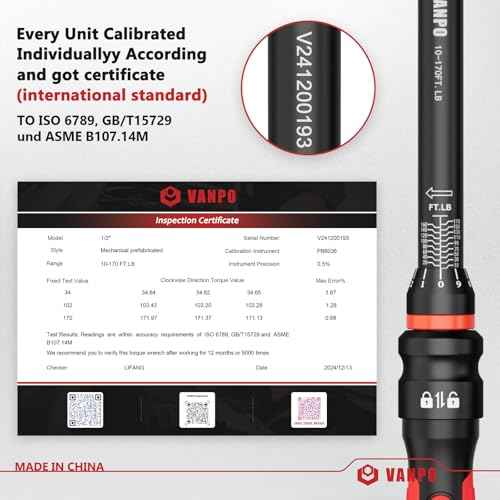 VANPO Torque Wrench 1/2-Inch Drive, 10-170.0ft.lb/13.60-230.5Nm,72 Tooth, TRP+ABS Plastic Handle, Click Torque Wrench with 1/2" to 3/8" Adapter & 125mm Extension Bar for Moto, Automotive Maintenance