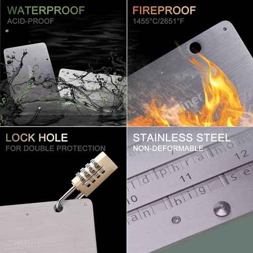 Seed Phrase Storage,Crypto Seed Backup 4 Plates Letter 24 Words Bitcoin Crypto Seed Metal Plate, Compatible with BIP39 Hardware Wallets, Ledger, KeepKey, Trezor