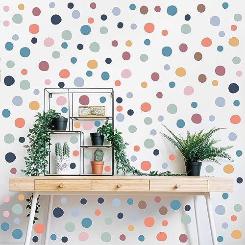 300pcs Polka Dots Sticker Circle Wall Decal for Bedroom,Living Room, Classroom,Playroom Decor Removable Vinyl Stickers Dots Wall Decals