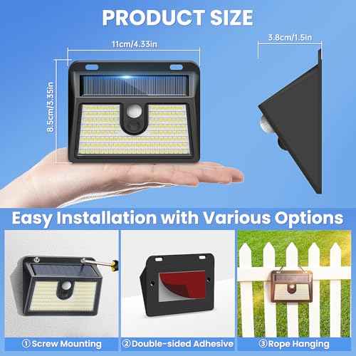 [10 Packs] Solar Motion Sensor Outdoor Lights, Super Bright Solar Lights Outdoor Waterproof, 3 Lighting Modes Security Wall Light for Outside Walking Dog Fence Backyard Deck Garden Door Step Garage