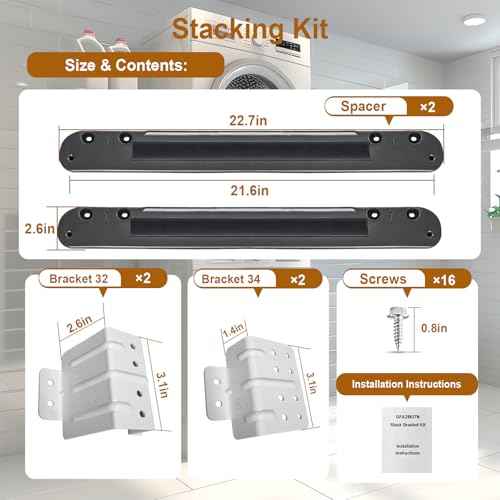 Stacking Kit Compatible with GE Washer Dryer Stack Bracket Kit,Fit For GE Washer GFW550 650 655 850 950 For GE Dryer GFD55 65 85 95, For 28 inch GE Washer and Dryer Stacking Kit